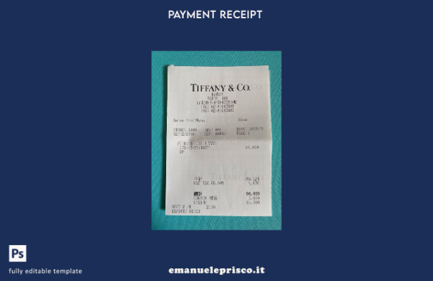 modello di ricevuta di pagamento Tiffany & Co in stile verificato